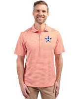 Houston Astros Cutter & Buck Virtue Recycled Stripe Featherlight Pique Mens Big & Tall Polo College Orange Front