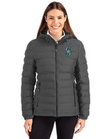 Seattle Mariners Cutter & Buck Mission Ridge Repreve® Eco Insulated Womens Puffer Jacket Elemental Grey Front
