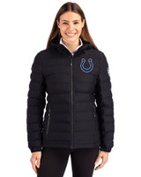 Indianapolis Colts Cutter & Buck Mission Ridge Repreve® Recycled Insulated Puffer Womens Full Zip Jacket Black Front