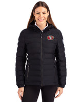 San Francisco 49ers Cutter & Buck Mission Ridge Repreve® Eco Insulated Womens Puffer Jacket Black Front