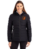 Baltimore Orioles Cutter & Buck Mission Ridge Repreve® Eco Insulated Womens Puffer Jacket Black Front
