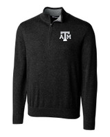 Texas A&M Aggies Cutter & Buck Lakemont Tri-Blend Mens Big and Tall Quarter Zip Pullover Sweater Black Mannequin