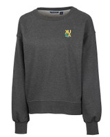 Xavier Gold Rush Cutter & Buck Saturday Cotton Blend Womens Crew Neck Sweatshirt Charcoal Heather Mannequin
