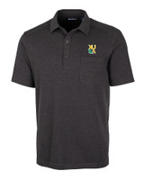 Xavier Gold Rush Cutter & Buck Advantage Tri-Blend Jersey Mens Pocket Polo Black Heather Mannequin