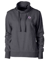 Stephen F Austin Lumberjacks Cutter & Buck Saturday Cotton Blend Womens Funnel Neck Sweatshirt Charcoal Heather Mannequin