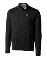 Rutgers Scarlet Knights Cutter & Buck Lakemont Tri-Blend Mens Big and Tall Quarter Zip Pullover Sweater Black Mannequin