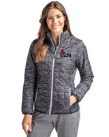 Central Missouri Mules Cutter & Buck Rainier PrimaLoft® Womens Eco Insulated Full Zip Printed Puffer Jacket Black Front