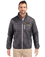 East Carolina Pirates Cutter & Buck Rainier PrimaLoft® Mens Eco Insulated Full Zip Printed Puffer Jacket Black Front