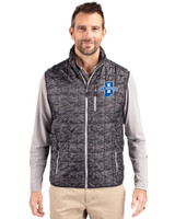Indiana State Sycamores Cutter & Buck Rainier Recycled Insulated Printed Puffer Mens Full Zip Vest Black Front
