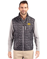 Iowa Hawkeyes Cutter & Buck Rainier PrimaLoft® Mens Eco Insulated Full Zip Printed Puffer Vest Black Front