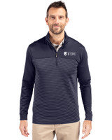 Fairleigh Dickinson Knights Cutter & Buck Traverse Stretch Eco Stripe Quarter Zip Mens Big and Tall Pullover Liberty Navy Front
