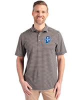 Indiana State Sycamores Cutter & Buck Virtue Eco Pique Stripe Recycled Mens Big and Tall Polo Black Front