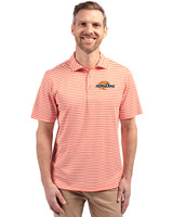 Pepperdine Waves Cutter & Buck Virtue Eco Pique Stripe Recycled Mens Big and Tall Polo College Orange Front