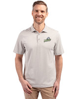 Florida Gulf Coast Eagles Cutter & Buck Virtue Eco Pique Stripe Recycled Mens Big and Tall Polo Polished Medium Gray Front