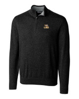 LSU Tigers Cutter & Buck Lakemont Tri-Blend Mens Big and Tall Quarter Zip Pullover Sweater Black Mannequin
