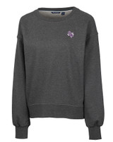 Stephen F Austin Lumberjacks Cutter & Buck Saturday Cotton Blend Womens Crew Neck Sweatshirt Charcoal Heather Mannequin