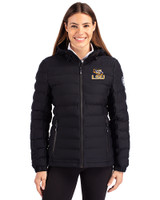 LSU Tigers Cutter & Buck Mission Ridge Repreve® Eco Insulated Womens Puffer Jacket Black Front