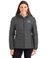 North Carolina Tar Heels Cutter & Buck Mission Ridge Repreve® Eco Insulated Womens Puffer Jacket Elemental Grey Front