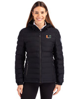 Miami Hurricanes Cutter & Buck Mission Ridge Repreve® Eco Insulated Womens Puffer Jacket Black Front