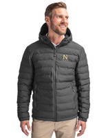 Navy Midshipmen Cutter & Buck Mission Ridge Repreve® Eco Insulated Mens Puffer Jacket Elemental Grey Front