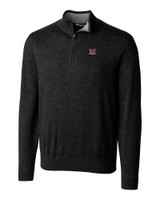 Miami University RedHawks - Cutter & Buck Lakemont Tri-Blend Mens Quarter Zip Pullover Sweater Black Mannequin