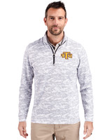 Tennessee Tech Golden Eagles Cutter & Buck Traverse Stretch Eco Camo Print Quarter Zip Mens Pullover Charcoal Front