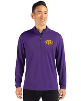 Tennessee Tech Golden Eagles Cutter & Buck Virtue Eco Pique Recycled Quarter Zip Mens Pullover College Purple Front