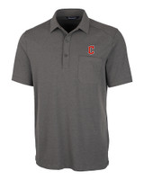 Cleveland Guardians - Cutter & Buck Advantage Tri-Blend Jersey Mens Big and Tall Pocket Polo Elemental Grey Heather Mannequin