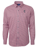 Cleveland Guardians - Cutter & Buck Versatech Multi Check Stretch Mens Big and Tall Long Sleeve Dress Shirt Red Mannequin