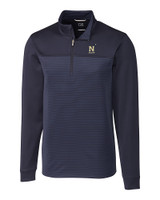 Navy Midshipmen Cutter & Buck Traverse Stretch Eco Stripe Quarter Zip Mens Big and Tall Pullover LYN_MANN_HG 