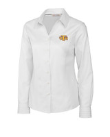 Tennessee Tech Golden Eagles Cutter & Buck Epic Easy Care Fine Twill Womens Long Sleeve Dress Shirt White Mannequin