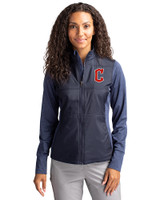 Cleveland Guardians - Cutter & Buck Stealth Hybrid Quilted Womens Full Zip Windbreaker Jacket Liberty Navy Front