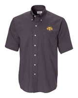 Tennessee Tech Golden Eagles Cutter & Buck Epic Easy Care Nailshead Mens Big and Tall Short Sleeve Dress Shirt Black Mannequin