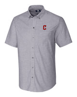 Cleveland Guardians - Cutter & Buck Stretch Oxford Mens Short Sleeve Dress Shirt Charcoal Mannequin