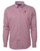 Cleveland Guardians Cutter & Buck Versatech Multi Check Stretch Mens Long Sleeve Dress Shirt Red Mannequin