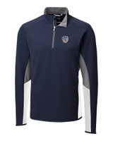 Milwaukee Brewers Stars & Stripes Cutter & Buck Traverse Colorblock Stretch Quarter Zip Mens Pullover Liberty Navy Mannequin