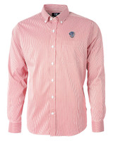 Milwaukee Brewers Stars & Stripes Cutter & Buck Versatech Pinstripe Stretch Mens Long Sleeve Dress Shirt Red Mannequin