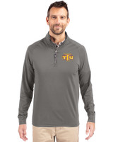 Tennessee Tech Golden Eagles Cutter & Buck Adapt Eco Knit Stretch Recycled Mens Quarter Zip Pullover Elemental Grey Front