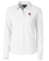 Cleveland Guardians Cutter & Buck Versatech Tattersall Stretch Womens Long Sleeve Dress Shirt Charcoal Mannequin