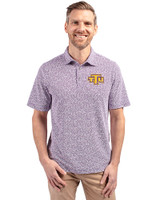 Tennessee Tech Golden Eagles Cutter & Buck Virtue Eco Pique Botanical Print Recycled Mens Polo College Purple Front