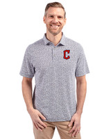 Cleveland Guardians - Cutter & Buck Virtue Eco Pique Botanical Print Recycled Mens Polo Navy Blue Front