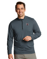 South Carolina Gamecocks Cutter & Buck Holman Stripe Mens Big and Tall Half Zip Black Heather Front