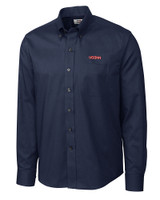UConn Huskies Cutter & Buck Epic Easy Care Nailshead Mens Long Sleeve Dress Shirt Navy Blue Mannequin