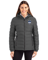 UConn Huskies - Cutter & Buck Mission Ridge Repreve® Eco Insulated Womens Puffer Jacket Elemental Grey Front