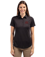 Mississippi State Bulldogs Vintage  - Cutter & Buck Prospect Eco Textured Stretch Recycled Womens Short Sleeve Polo Black Front