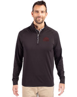 Mississippi State Bulldogs Vintage  - Cutter & Buck Adapt Eco Knit Stretch Recycled Mens Quarter Zip Pullover Black Front