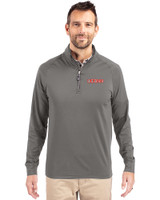 UConn Huskies Cutter & Buck Adapt Eco Knit Stretch Recycled Mens Quarter Zip Pullover Elemental Grey Front