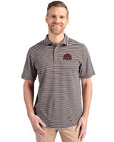 Mississippi State Bulldogs Vintage  - Cutter & Buck Virtue Eco Pique Stripe Recycled Mens Polo Black Front