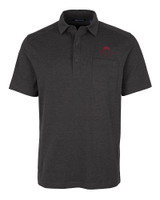 FSU Bobby Bowden Cutter & Buck Advantage Tri-Blend Jersey Mens Big and Tall Pocket Polo Black Heather Mannequin