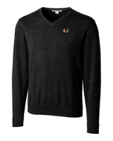 Miami Hurricanes Cutter & Buck Lakemont Tri-Blend Mens V-Neck Pullover Sweater Black Mannequin